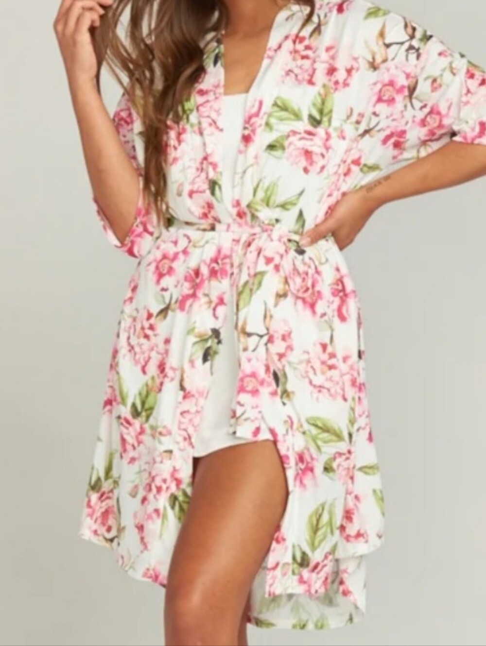Show Me Your Mumu Brie floral short-sleeve kimono robe Size OS Bridal Robe